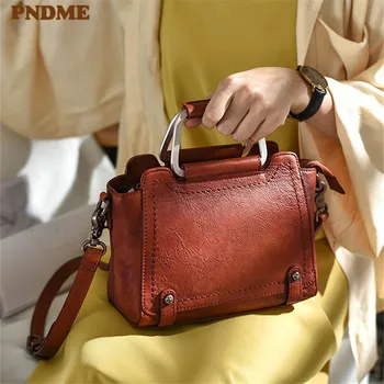 

PNDME fashion design natural genuine leather ladies handbags casual luxury real cowhide party shoulder diagonal bag for women