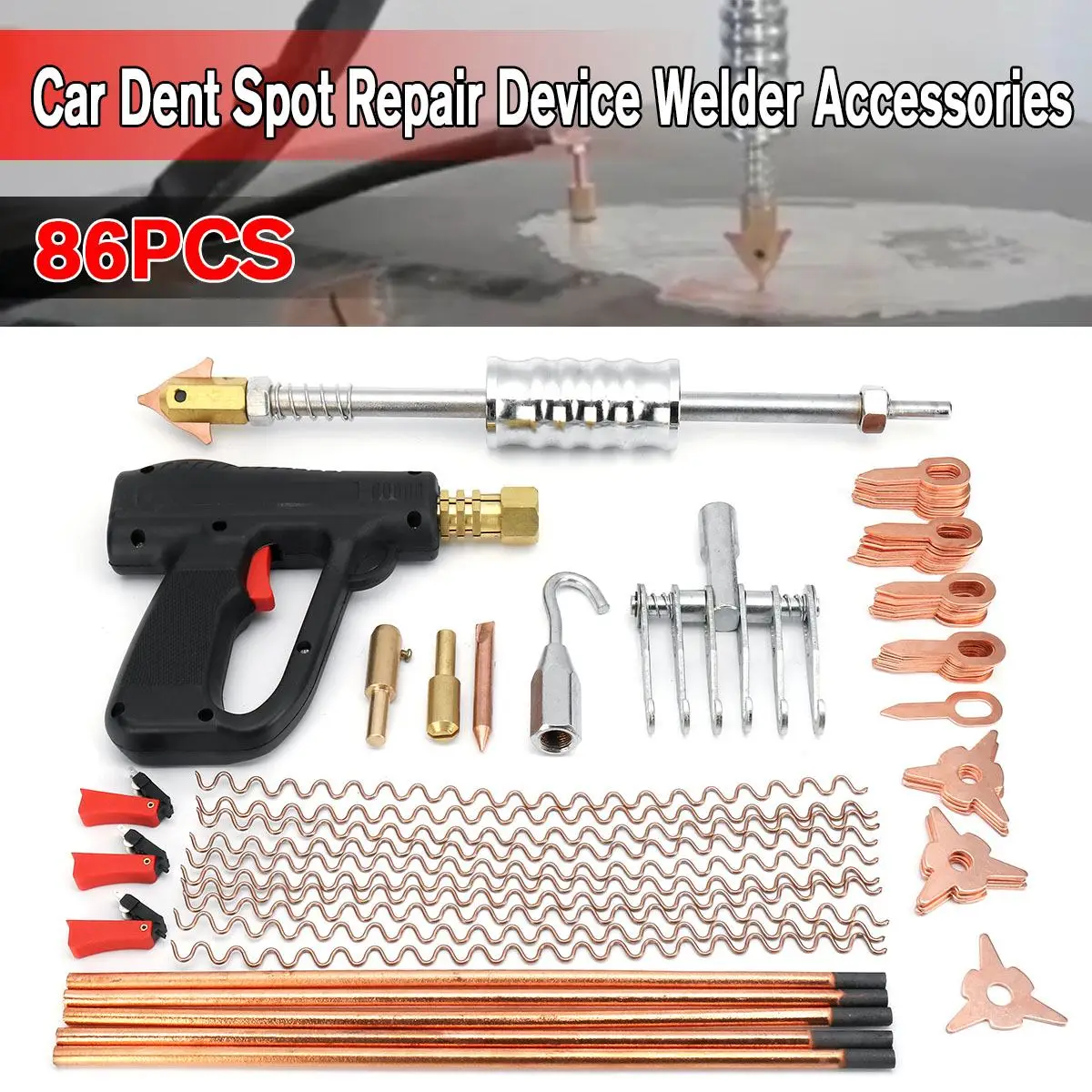 

86pcs Car Body Dent Repair tools Puller KitSpot Repair Removal Device Welder Stud Mini Welding Machine Pulling Hammer Tool Kit