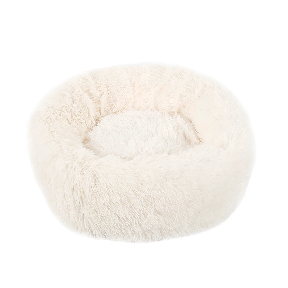 Super Soft Pet Cat Dog Bed Long Plush Round Cats Winter Warm Sleeping Mats Bag Puppy Cushion Mat Portable Cat Product 50/60/70cm