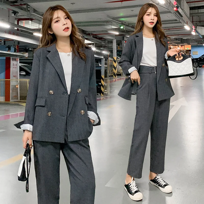 

Autumn Online Celebrity Casual Small Suit Coat Women's 2019 Spring New Style Korean-style Students Loose-Fit Suit Two-Piece Set