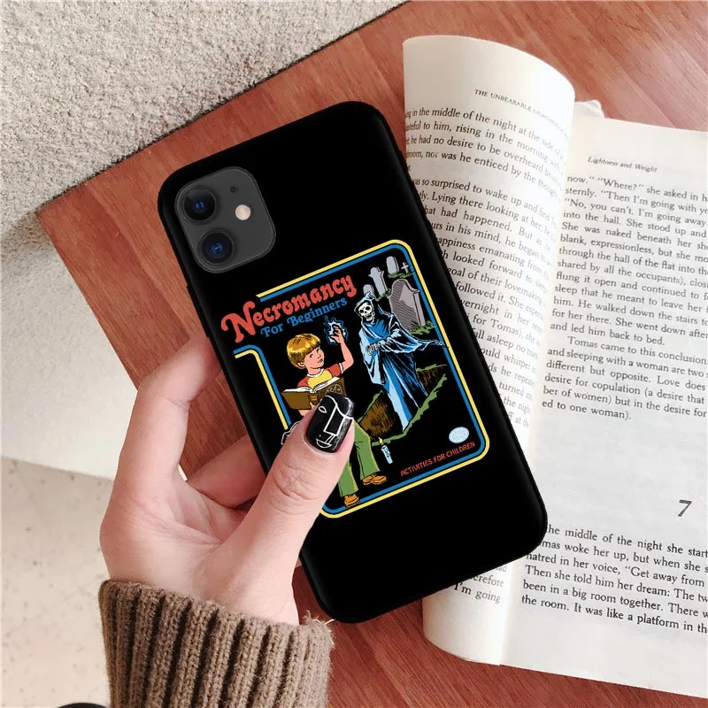 Funny Halloween Satan Vintage Let's Summon Demons Graphic Black silicone Phone Case For iPhone XR X XS 11 Pro Max 8 7 6 6S Plus