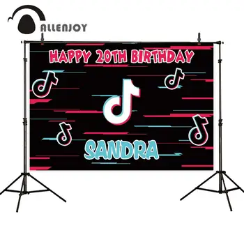 

Allenjoy Tok Tik Birthday Party Backdrop Notes Signature Wall Colorful Custom Party Supplies Photography Background Photocall