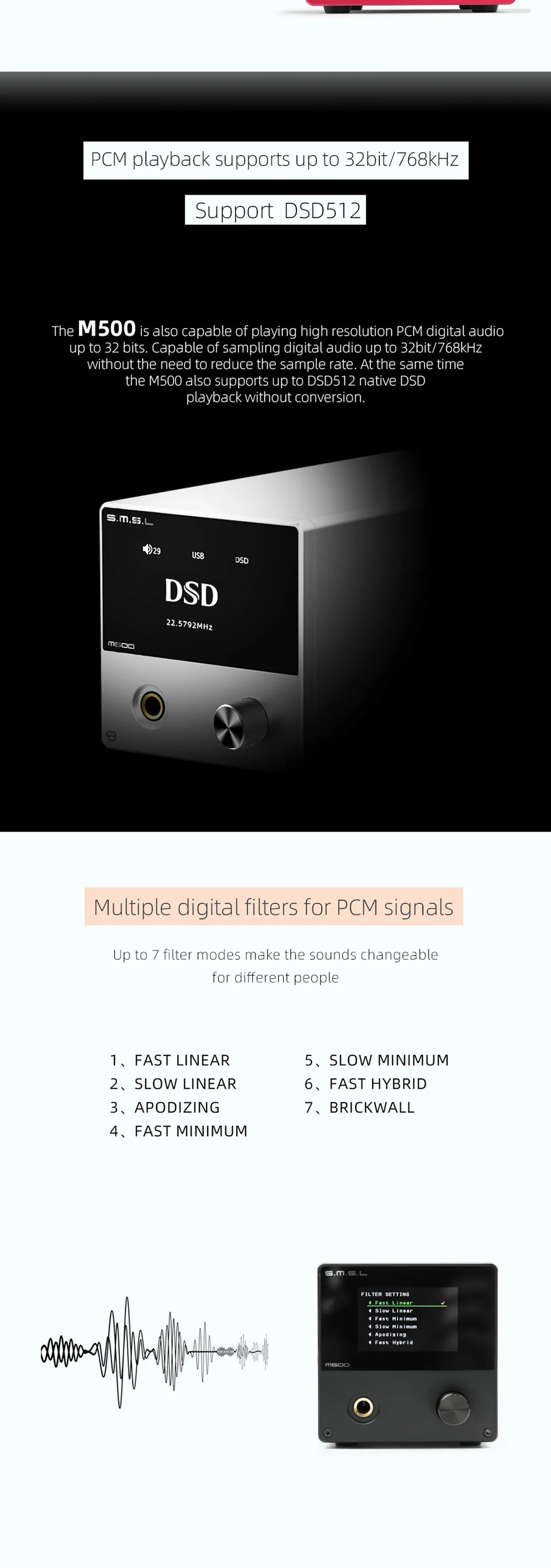 SMSL M500 MQA 32 бит 768 кГц DSD512 Hi-Res USB DAC ES9038PRO ES9311 XMOS XU216 аудио декодер усилитель для наушников AMP Decodificador