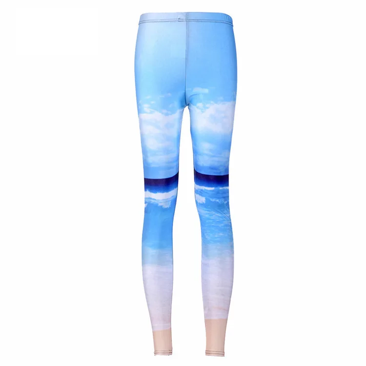 

Europe And America Western Style Blue Sky-Style Digital Printing Leggings Blue Waves Leggings