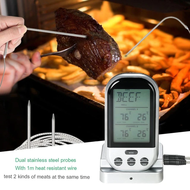 Wireless Remote Meat Thermometer Dual Probe Digital Backlight Cooking Oven  Bbq Kitchen Food Thermometer Grilling Barbecue - Household Thermometers -  AliExpress