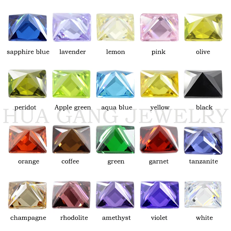 Cubic Zirconia Stone Multicolor Square Shape Princess Cut Loose CZ Stones  Synthetic Gems Beads For Jewelry 2x2~14x14mm AAAAA