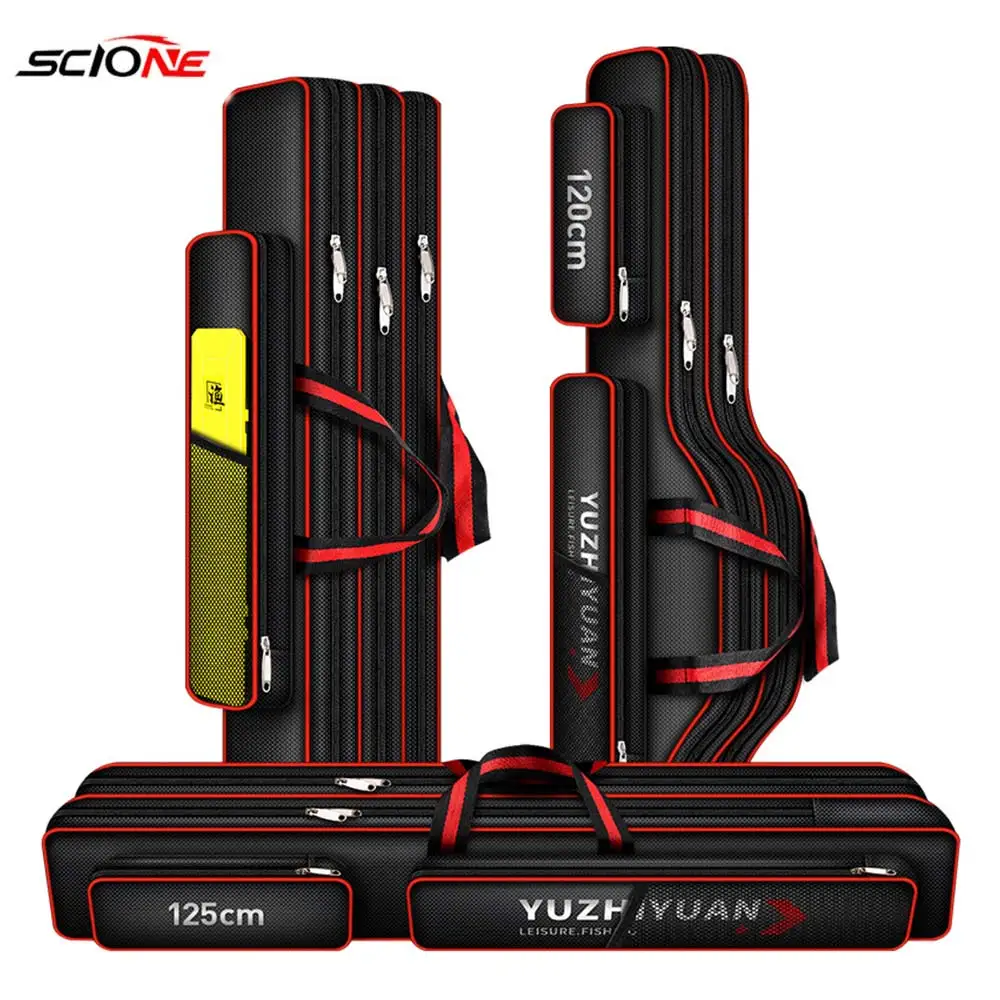 

2/3 Layer Fishing Bag Fishing Rod Carrier Oxford Fishing Pole Tools Waterproof Fishing Tackle Storage Case Organizer Bag X139G