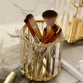 

Europe Metal Makeup Brush Storage Tube Eyebrow Pencil Makeup Organizer Bead Crystal Jewelry Sundries Storage Box Crystal Box