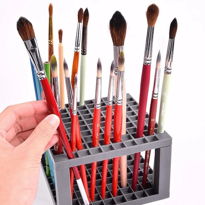 96 Hole Pencil & Brush Holder Desk Stand Organizer Holding Rack for Pens, Paint Brushes, Colored Pencils, Markers,Brushes colorful pencils organizer japanese style colored bag for pens decorative pouches bulk small case brushes