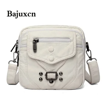 

2020 autumn new female bag multi-zipper mini washed soft leather small square bag luxury designer shoulder messenger bag beige