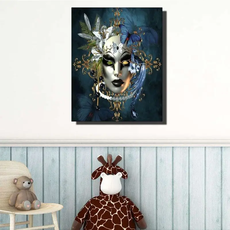 Beauty Mask 5D round Shaped Diamond Painting Embroidery Needlework Rhinestone Crystal Cross Craft Stitch Kit Q6PE