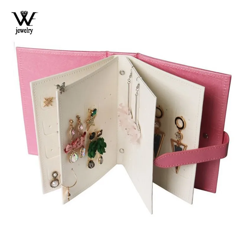 

WE Hot Sale Fashion Women Stud Earrings Collection Book PU Leather Earring Storage Box Creative Jewelry Display Holder Organizer