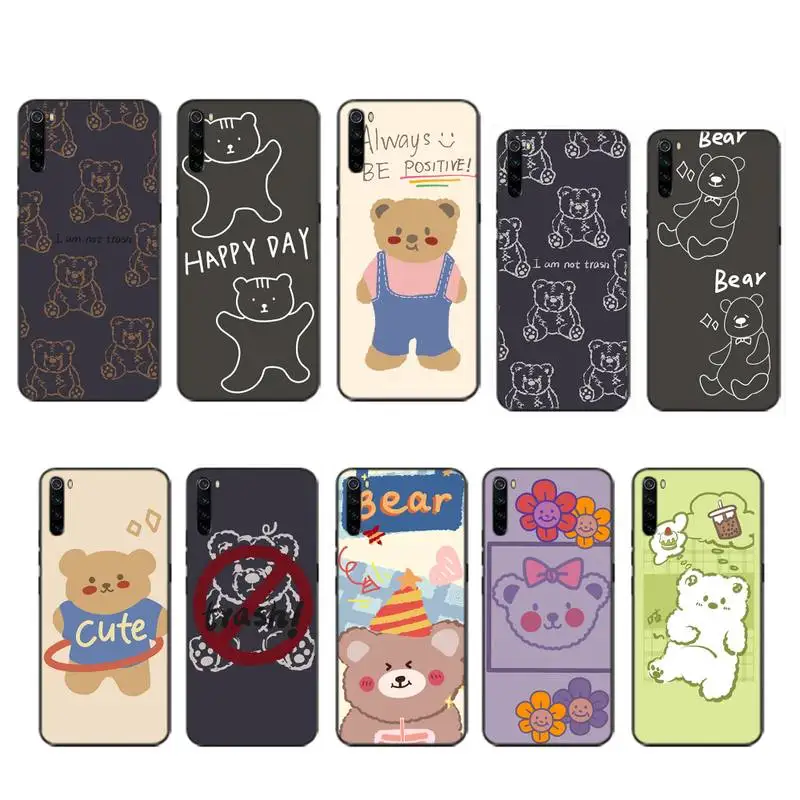 Милый медведь для девочек Женский чехол coque fundas etui xiaomi note max mi 3 7 8 9se Redmi 7a 8t 9 10 pro lite