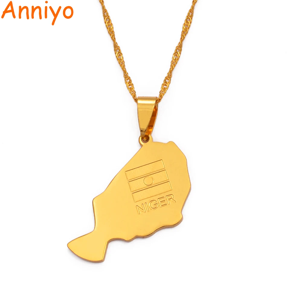 Ожерелье с подвеской в виде карты Нигера Anniyo карта стран Африки ювелирные