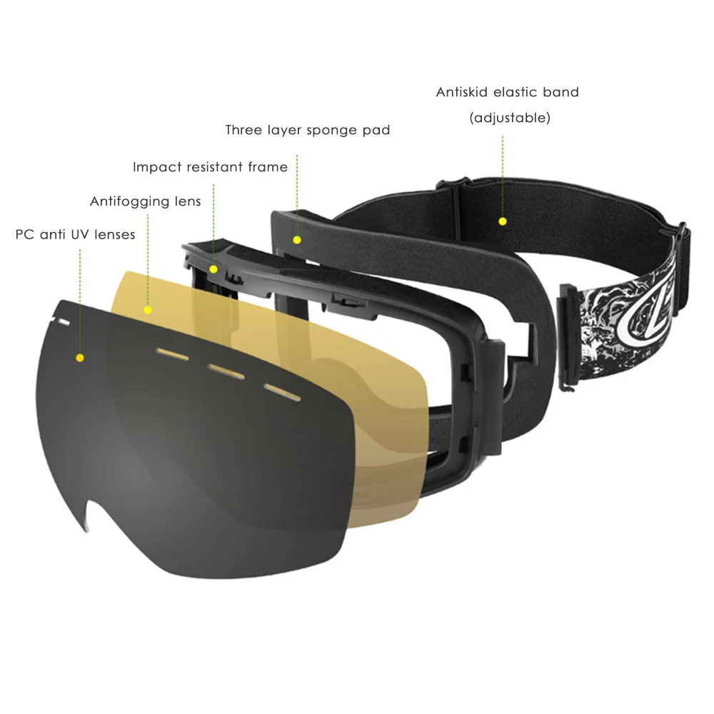 Ski Goggles Double Layers UV400 Anti-fog Snowboard Glasses for Men Women Winter Snow Ski Mask Skiing Eyewear