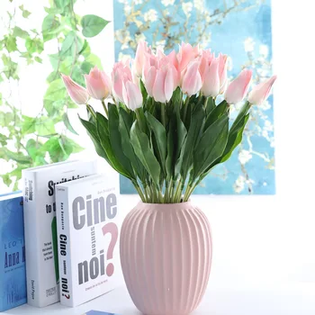 

Artificial Flowers Real Touch Pointed Corner Tulip Latex Fake Flower Sillk Home Garden Decor Wedding Wall Valentines Day Gift