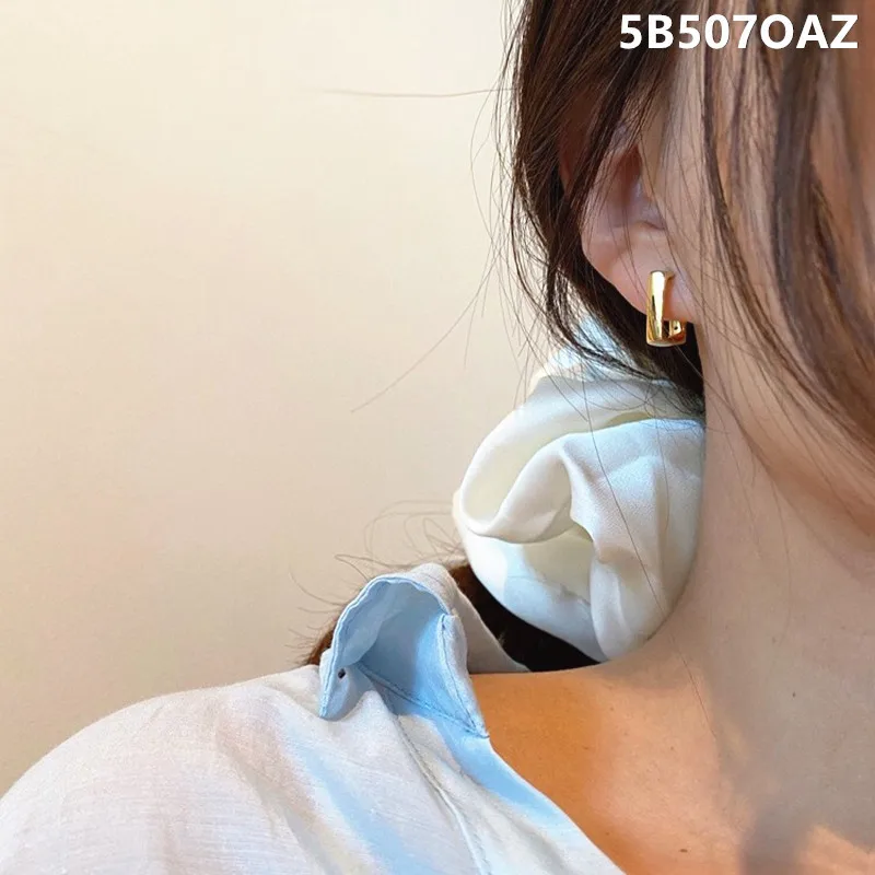 Golden Hoop Earrings Korean Geometry Metal Gold Earrings For women Female Retro Drop Earrings 2021 Trend Fashion Jewelry - Image 2