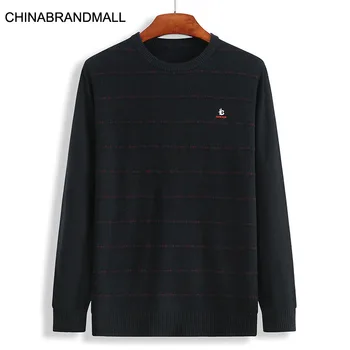 

Sweater Male Round Neck Solid Color Pullover Fat Man Plus Fat Plus Size Sweater Middle Age Leisure Knitting Shirt Keep Warm