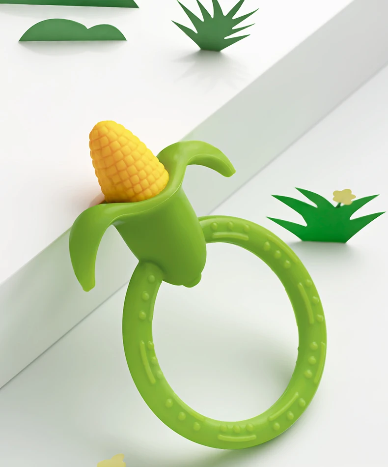 Aimeison Детские молярные палочки Прорезыватель для зубов в форме кукурузы Детские Силиконовые укусы музыкальные игрушки можно варить нетоксичные - Цвет: Зеленый