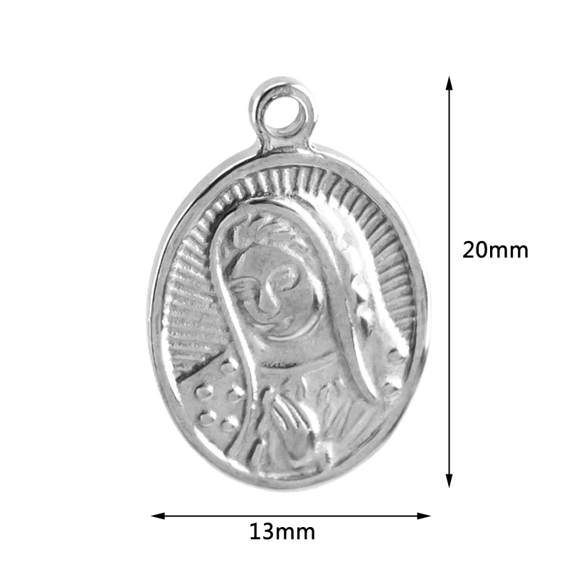 Virgin Mary ожерелье круглый из нержавеющей стали персонаж тисненый кулон 20шт