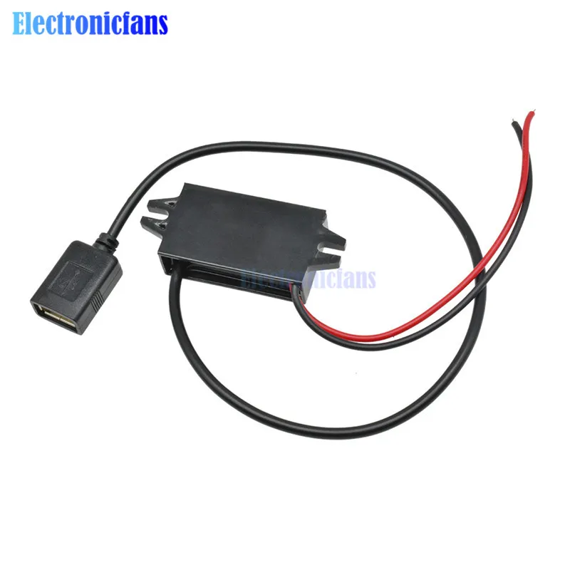DC 12V to 5V Step Down Модуль питания USB Female Port Converter Potting Waterproof Power Module for phone
