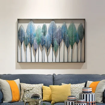 

French Country Wrought Iron Wall Hanging Forest Mural Crafts Decoration Creative Home Livingroom 3D Stereo Wall Ornaments Decor