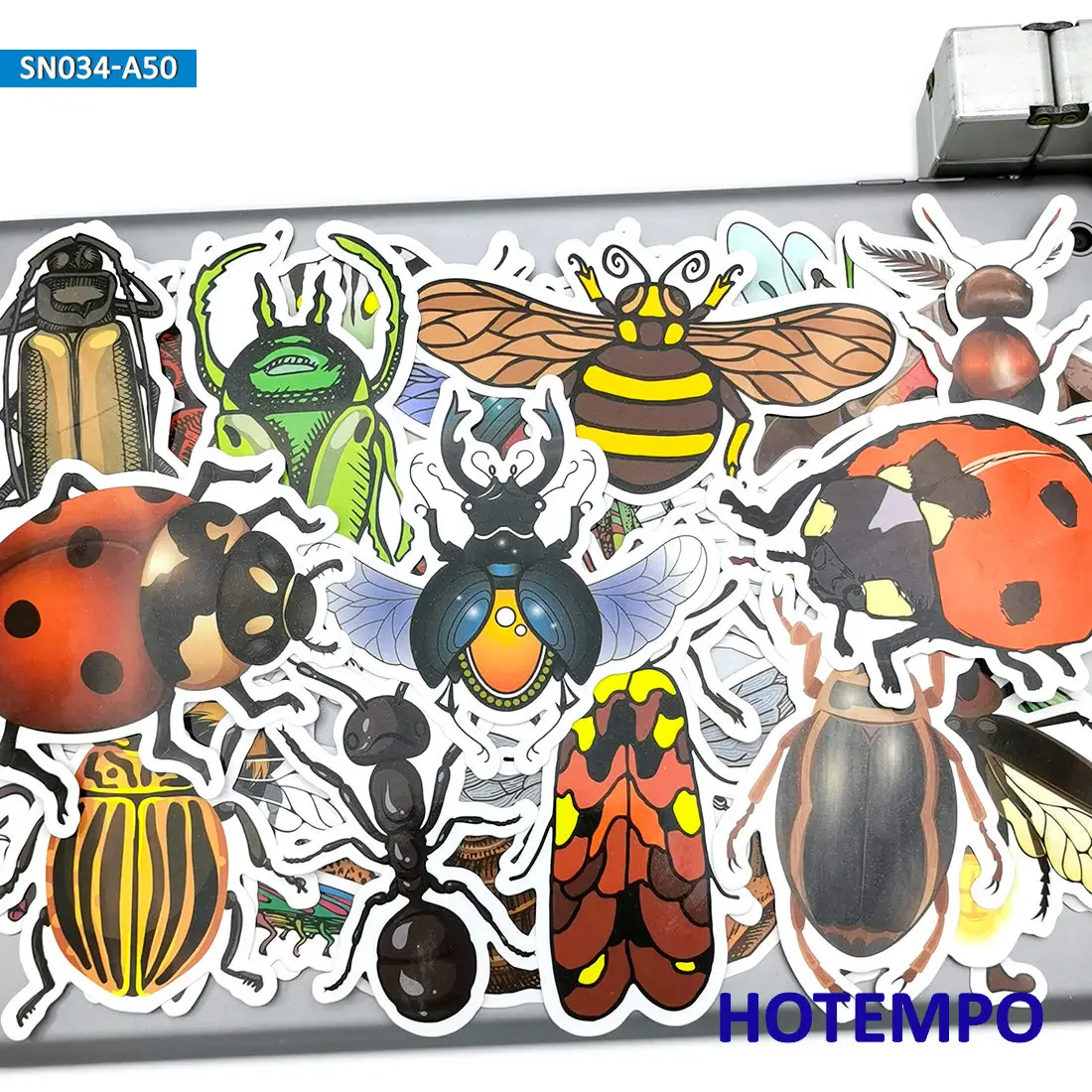 50pcs Funny Insect Butterfly Dragonfly Stickers Toys for Children Kids Gift Scrapbook Stationery Mobile Phone Laptop Art Sticker