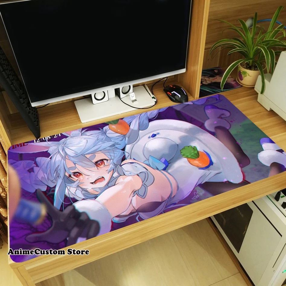 Hot Anime Hololive YouTuber Usada Pekora Large Thicken Mouse Pad Laptop Mice Mat Tabletop Keyboard Mat Anti-Slip Playmat Gifts