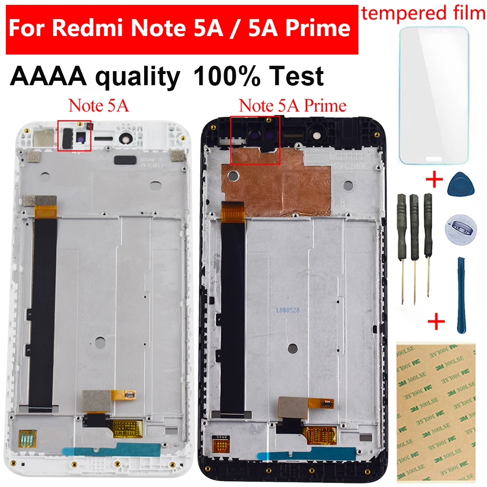 Offerte Per Xiaomi Redmi Nota 5A Display LCD Touch Screen Digitizer Assemblea Sensore Per Xiaomi Redmi Nota 5A Prime Schermo LCD + telaio