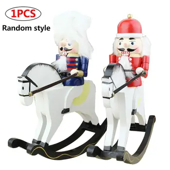 

Christmas Nutcracker Puppets Wooden Horse Dolls Wooden Nutcracker Cavalry Hand-painted Wooden People Home Decoration Ornaments