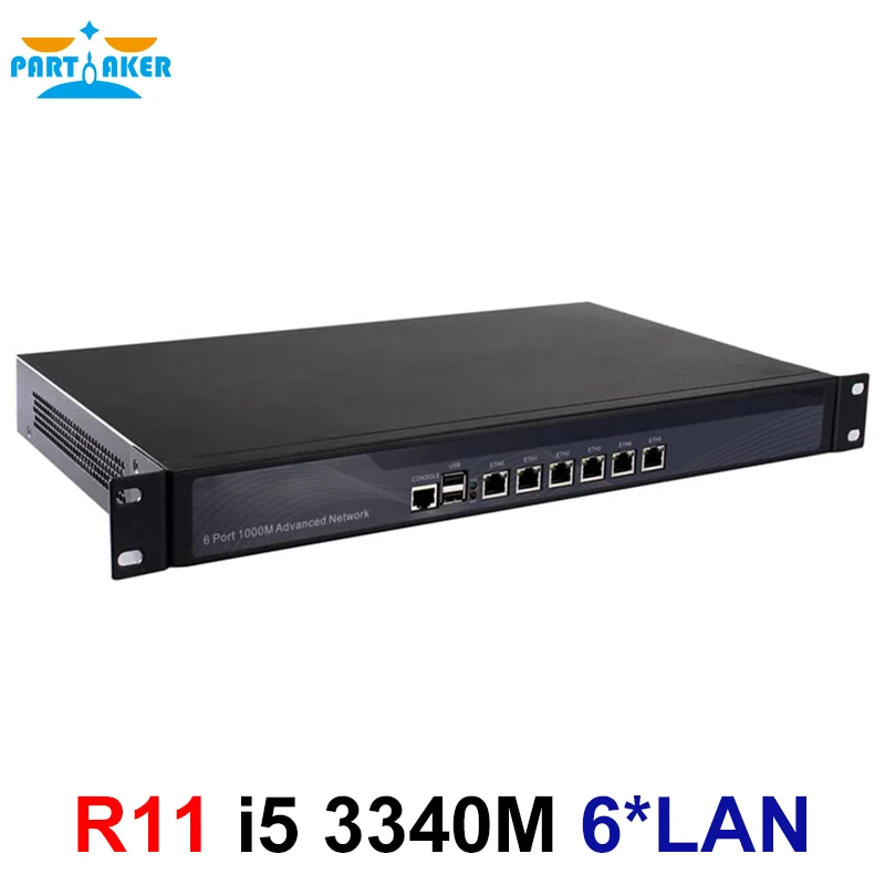 Partaker R11 Firewall VPN 1U Rackmount Network Security Appliance Router PC Intel Core I5 3340M 6*I-211 Lan/2USB/1COM/1VGA