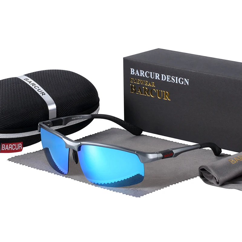 BARCUR Aluminium Magnisium Sport Sunglasses Polarized Light Weight Riding Driving Glases Men Women