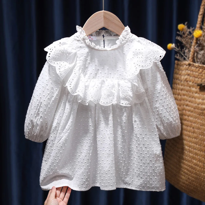Girls Dress Cute Baby Girls Floral Princess Dress Spring Autumn Korean Style Long Sleeve Peter Pan Collar 1-6Y