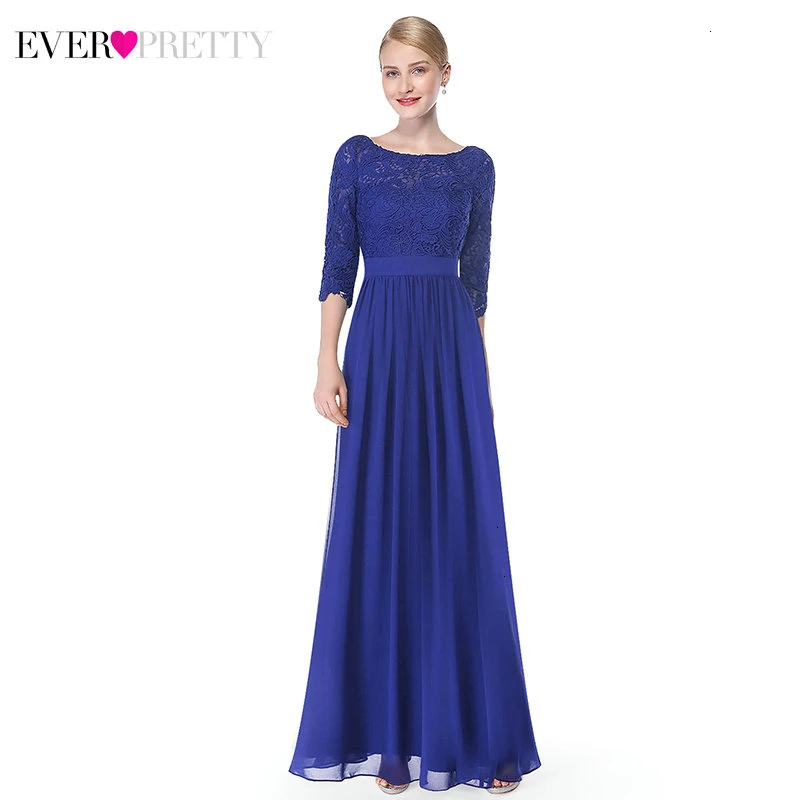 Ever Pretty, вечерние платья, длинные, а-силуэт, круглый вырез, рукав 3/4, элегантное шифоновое платье, Vinatge, вечерние платья, Robe De Soiree