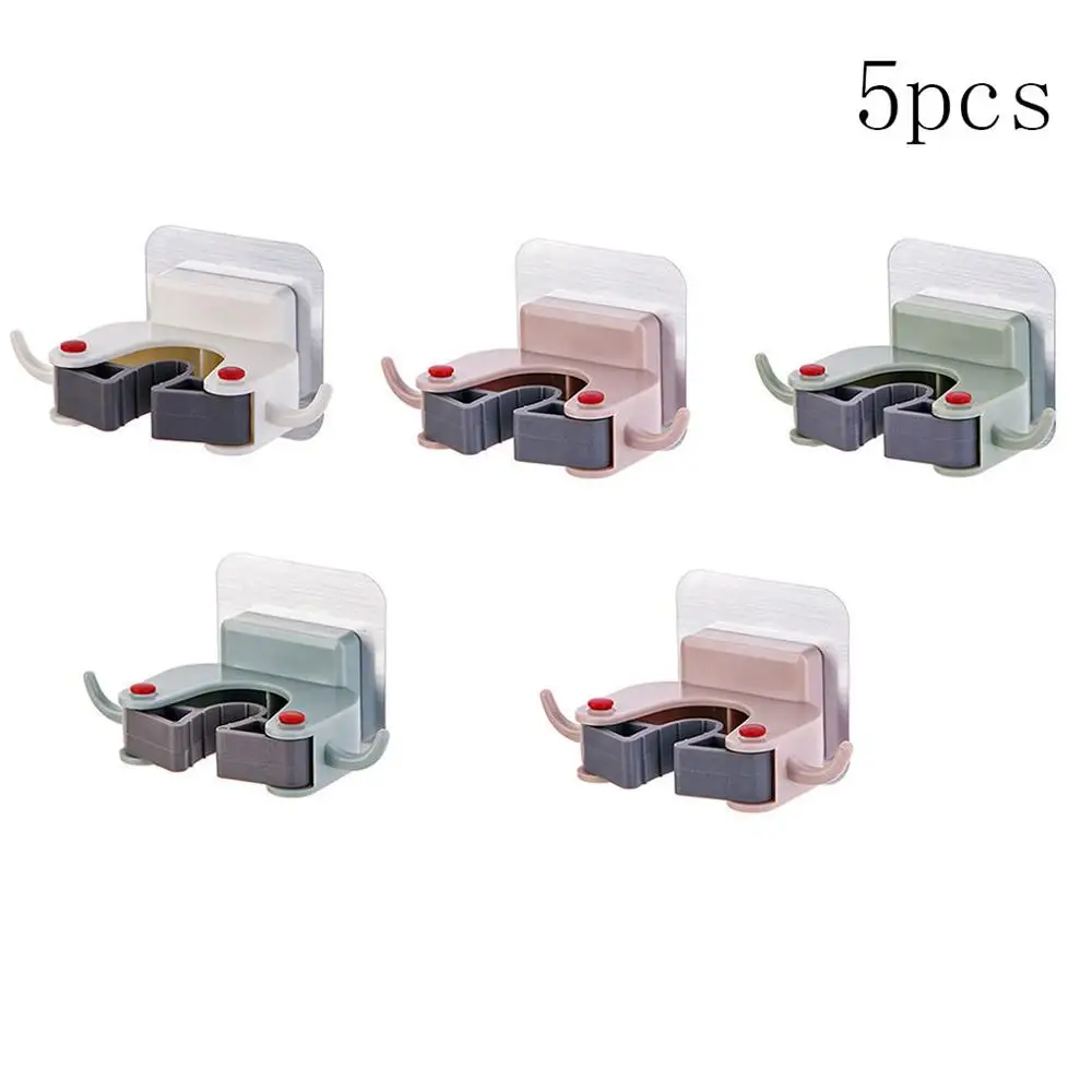 Настенный держатель швабры щетки вешалка для щеток для хранения стойка для кухни ванной комнаты Органайзер с настенный висит чистящие средства - Цвет: 5pcs