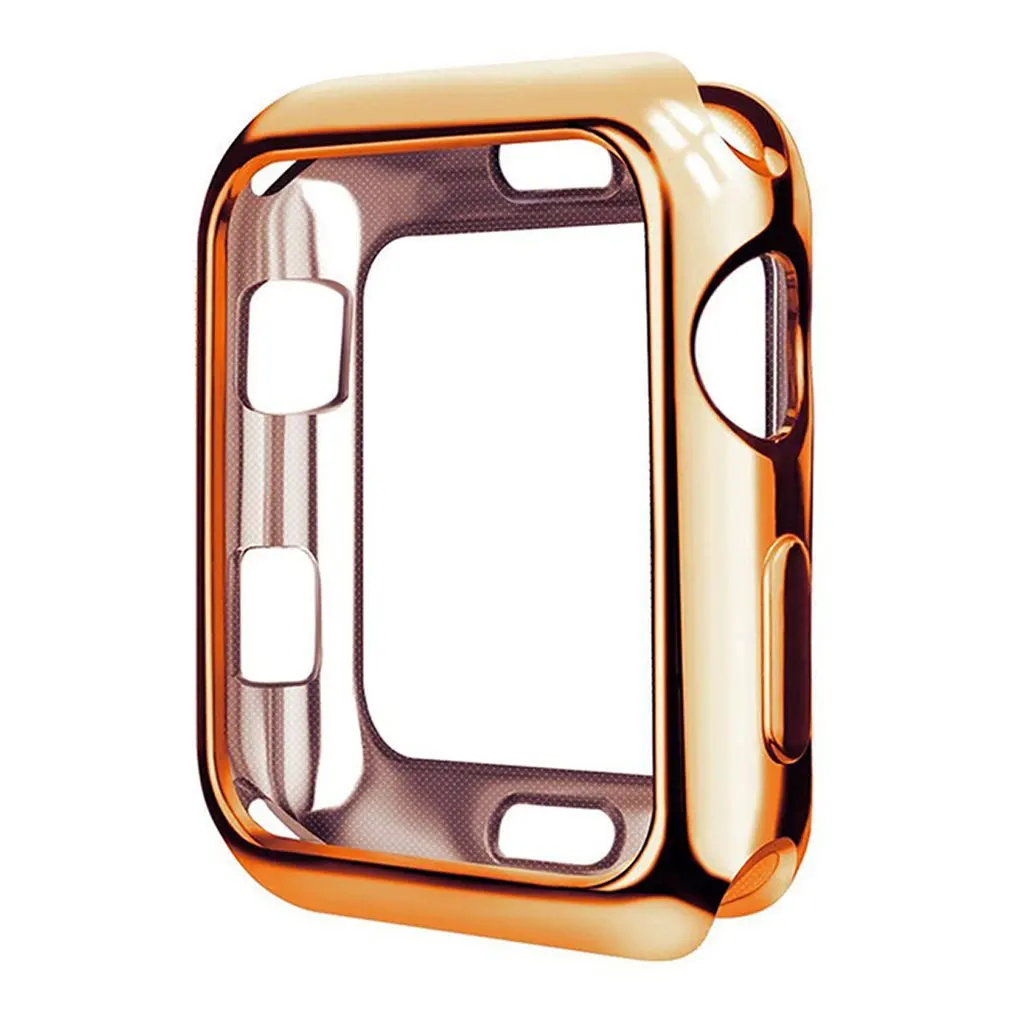360 Тонкий чехол для часов для Apple Watch корпус 4, версия 1, 2, 3, ремешок 42 мм, 38 мм, версия мягкий прозрачный TPU Экран протектор для наручных часов iWatch, 4 3) 44 мм 40 мм - Color: rose gold