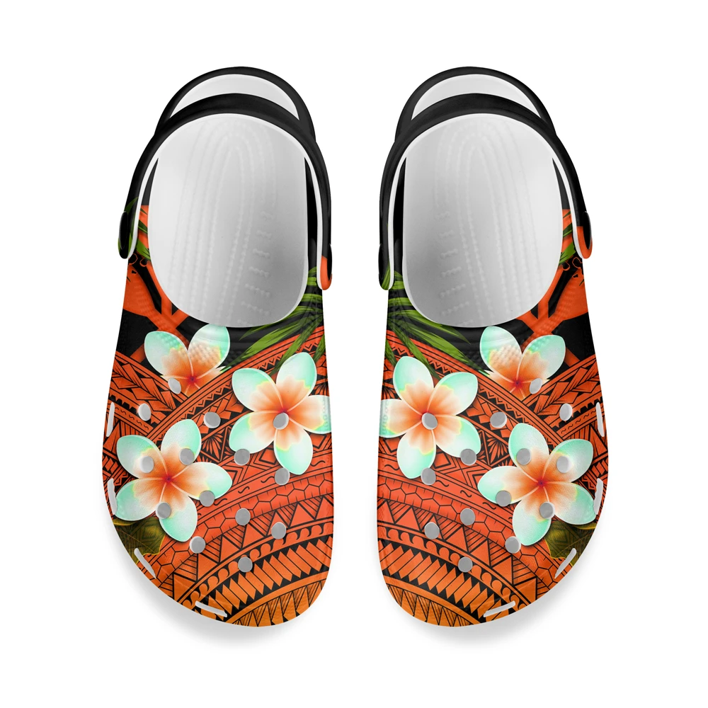 

Noisydesigns Mens Slippers Hole Shoes Sandals Summer Breathable For Womens Beach Home Hawaii Polynesian Plumeria Outdoor Flats