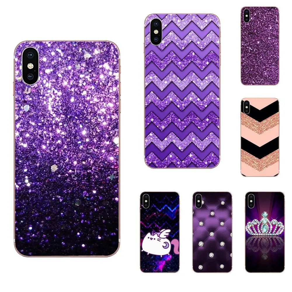 

Purple Sparkle Glitter TPU Phone Cases For LG G2 G3 G4 G5 G6 G7 K4 K7 K8 K10 K12 K40 Mini Plus Stylus ThinQ 2016 2017 2018
