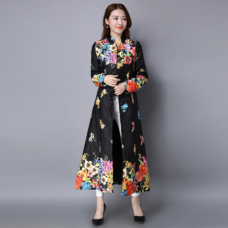 Улучшенный костюм tang, женское ретро короткое пальто, китайский стиль, воротник-стойка, пуговица, вышивка, длинный рукав, чонсам