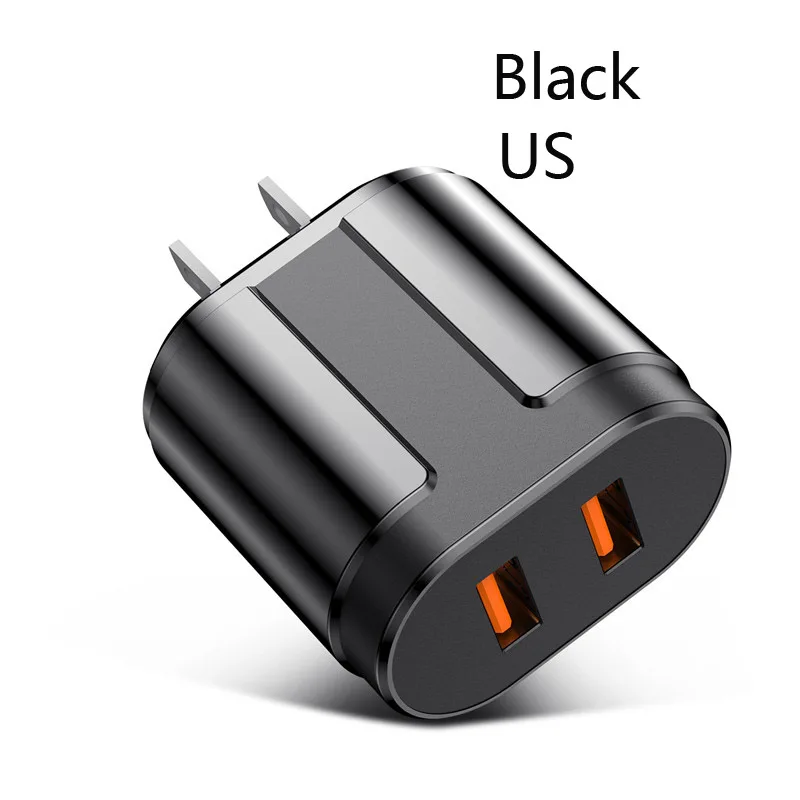 USLION Dual USB зарядное устройство для телефона зарядное устройство 5 В 2.4A ЕС США вилка путешествия настенное зарядное устройство адаптер Зарядка для iPhone samsung huawei Xiaomi - Тип штекера: Black US Plug