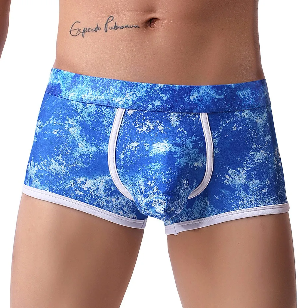 

Men's Underwear Boxer Underpants Splicing Bulge Pouch Personality Print Knicker Cotton Breathable Sexy Underpants Underwear Mens