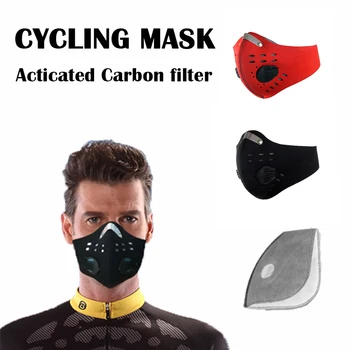 

1pcs Cycling Face Mask Filter PM2.5 Anit-fog Dustproof Bicycle Respirator Sport Protection Dust With Activated Carbon 4 Filter