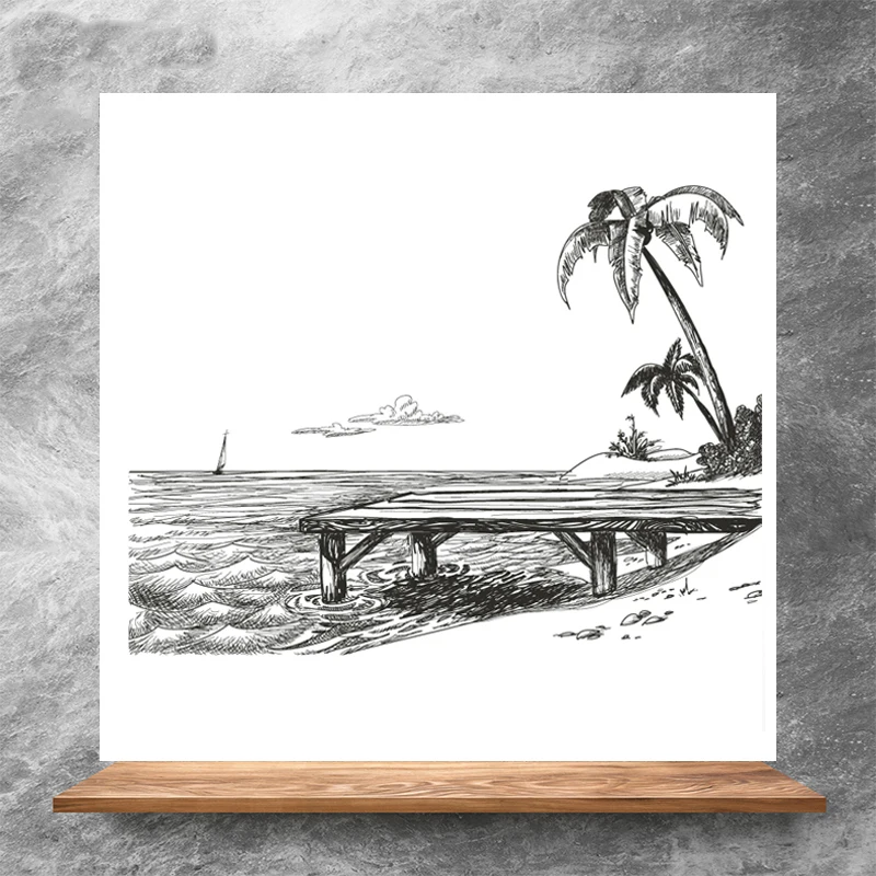 

ZhuoAng beautiful beach Clear Stamps/Silicone Transparent Seals for DIY scrapbooking photo album Clear Stamps