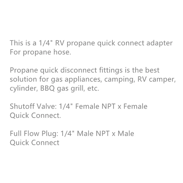 Mindig 1/4 "Marine Rv Propane Gyors Csatlakozás Adapte A Lezáró Szeleppel És Teljes Áramlási Dugóval Forpropane Tömlő, Propán Vagy Natura - Image 6