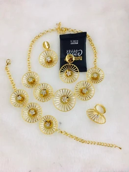 

Yulaili Luxury Dubai Gold Jewelry Sets for Women Necklace Bracelet Earrings Ring African Wedding Bridal Party Jewellery Set