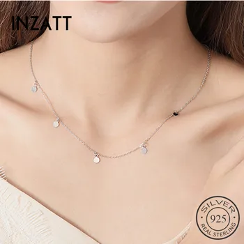 INZATT Real 925 Sterling Silver Geometric Round Choker Necklace For Fashion Women Minimalist Fine Jewelry Cute Accessories 2019