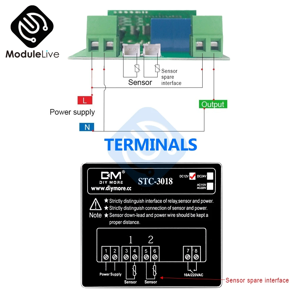 STC 3018 DC 12V 24V AC 110V 220V Двойной цифровой регулятор температуры термостата