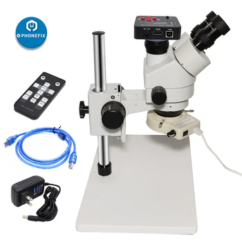 

7X-45X trinocular stereo microscope digital magnifier for mobile phone repair with 38mp microscope camera 0.5X c mount Lens LED