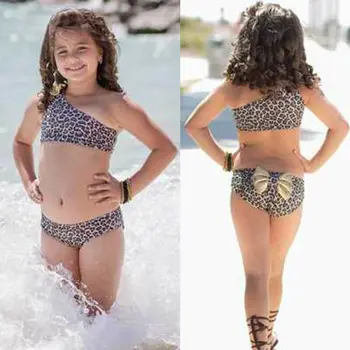 

3PCS/Set Kids Baby Girls Leopard Bikini Beach Fashion Princess Sweet Swimsuit New Summer Girls Bathing Beach Swimwear Outfits