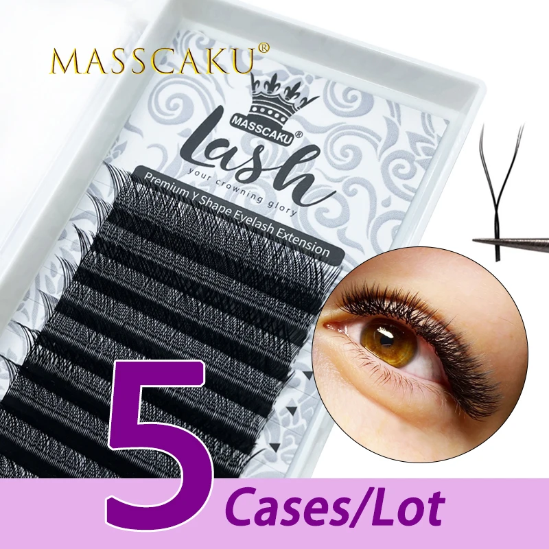

New design 5case/lot 12rows Y-Shape PBT materials eyelash extensions YY lash volume with high quality matte eyelash for beaty